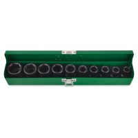 TOPTUL 10 Piece 1/2($) Dr. 6PT Flank Impact Socket Set