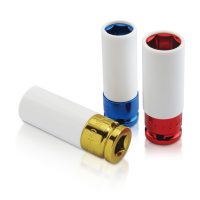 TOPTUL 17mm 1/2($) Dr. 6PT Deep Blue Sleeved Impact Socket