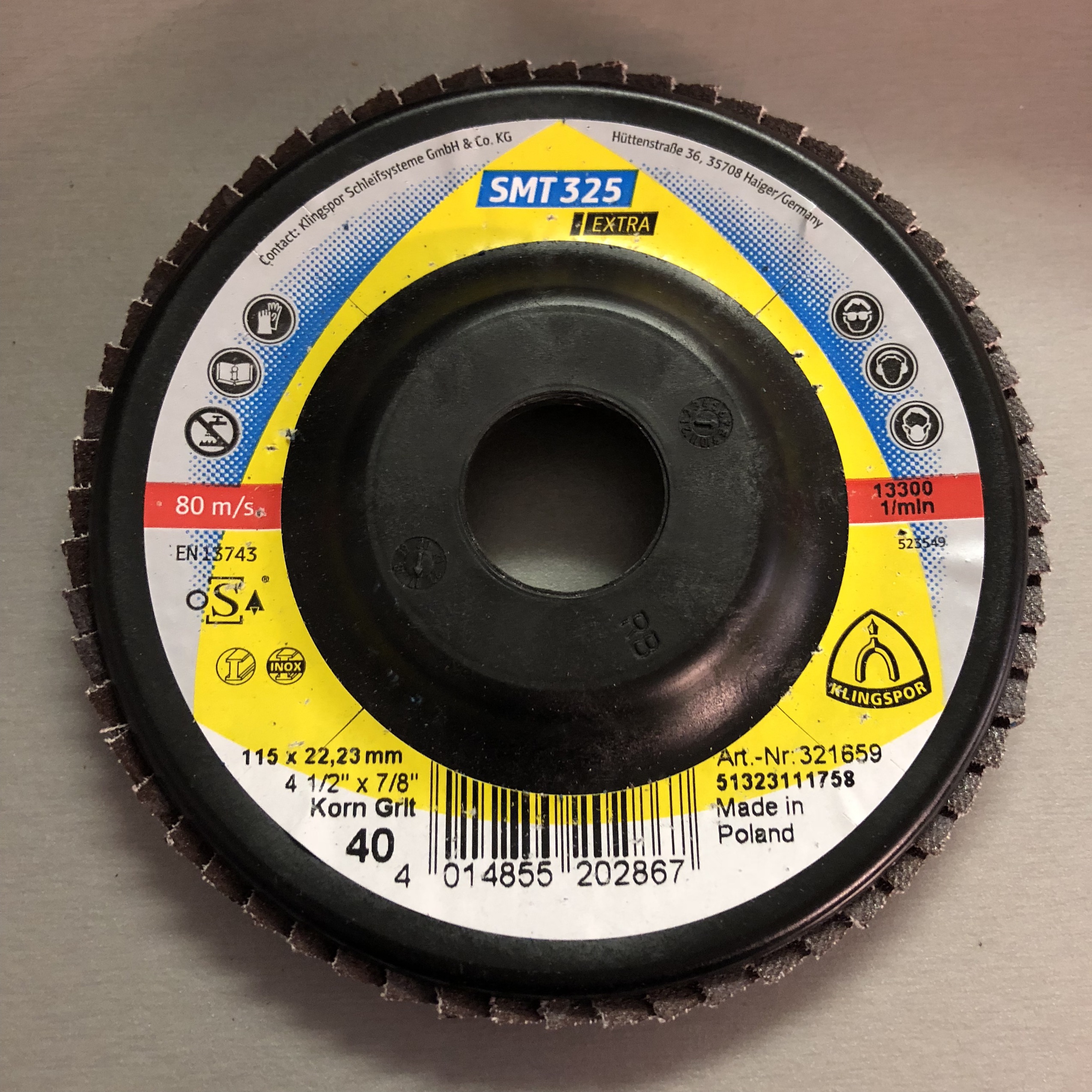 Express Supplies Klingspor 115MM (4 1/2") Flap Disc 40Grit